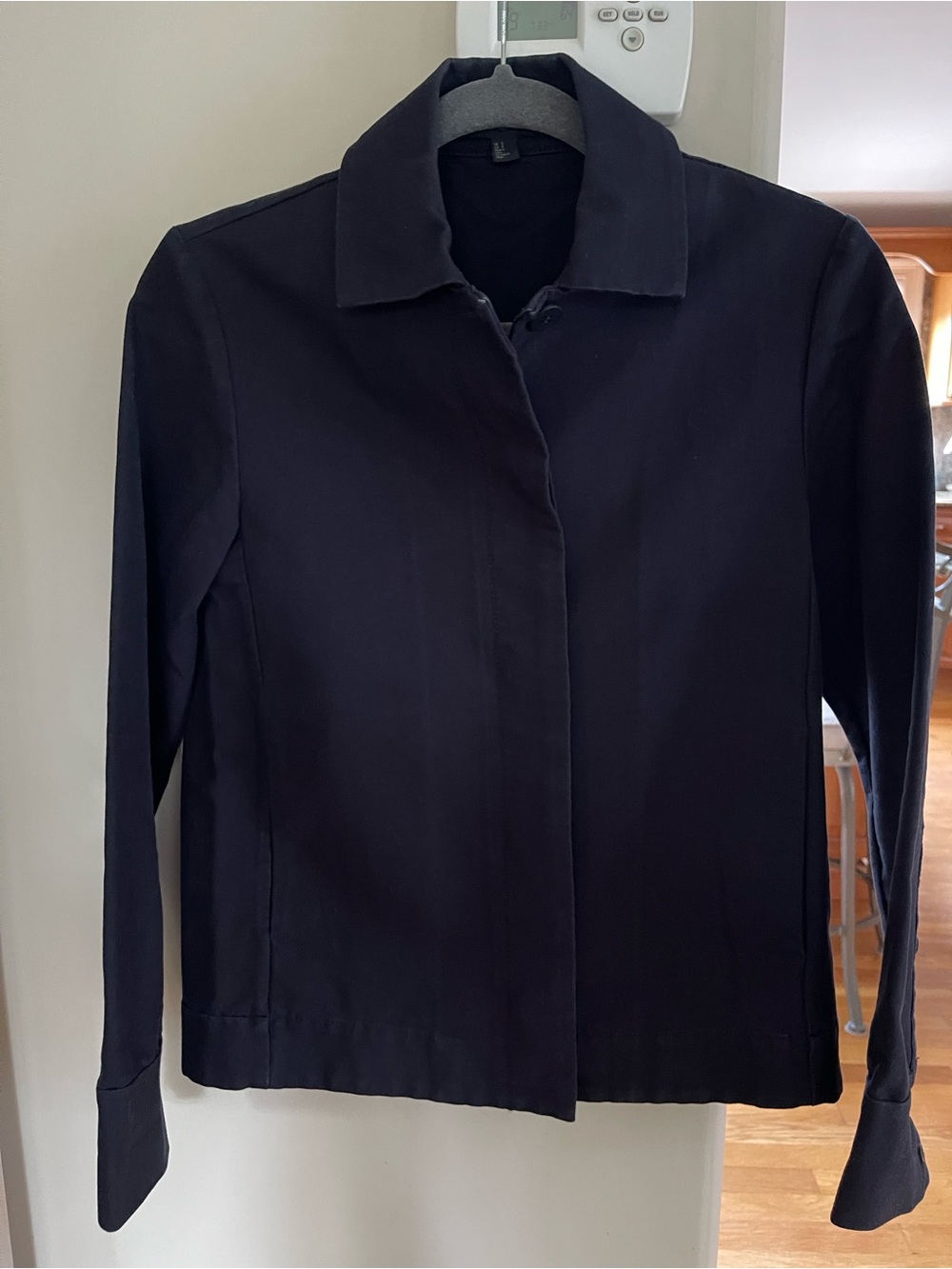 COS Dark Navy Button-Front Lightweight Jacket